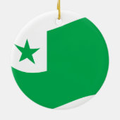 Esperanto-Symbol + Flagge, Keramik Ornament (Hinten)
