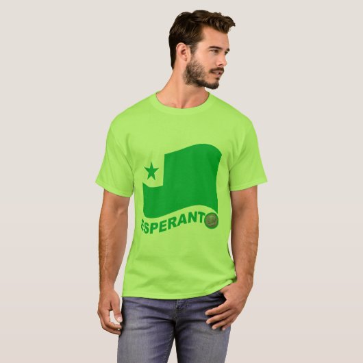 Esperanto wavy flag+text and zamenhof T-Shirt (Vorne ganz)