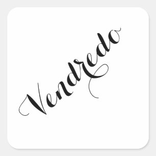 Esperanto-Wochentag-Aufkleber - Vendredo (Freitag) Quadratischer Aufkleber