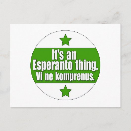 EsperantoSache Postkarte (Vorderseite)