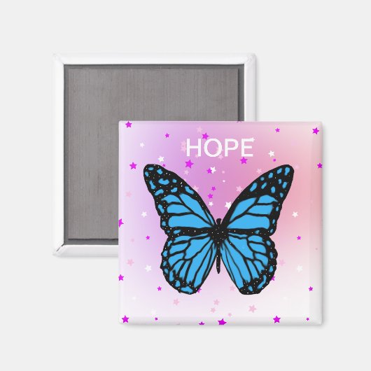 esperanza mariposa azul magnet (Vorderseite/Rückseite)