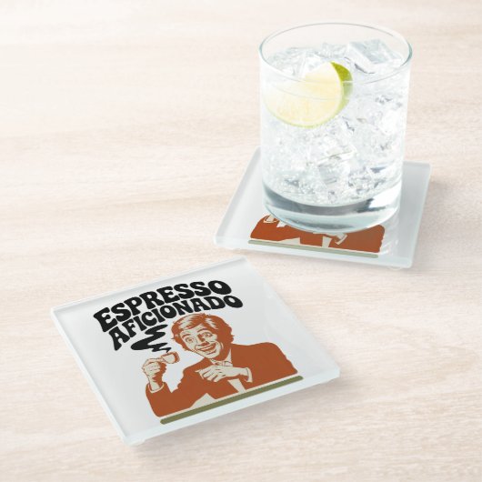 Espresso Aficionado - Java Lover Glasuntersetzer (Schrägansicht)