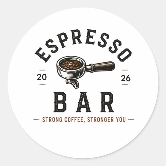 ☕ Espresso-Bar-Café-Mitarbeiter-Logo ☕ Runder Aufkleber (Vorderseite)