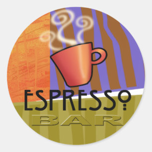 Espresso-Bar-feine Kunst-Aufkleber Runder Aufkleber