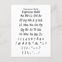 Espresso Bold - Zazzle Schriftart Sampler Sheet