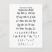 Espresso Bold - Zazzle Schriftart Sampler Sheet Postkarte (Vorderseite)