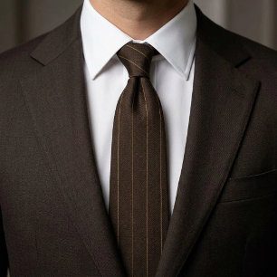 Espresso-Braun Antique-Gold-Herringbone-Streifen Krawatte