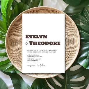Espresso-Braun Minimalistische Moderne Hochzeit Einladung