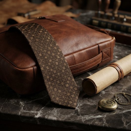 Espresso-Braun Renaissance-Gitter-Jacquard Krawatte