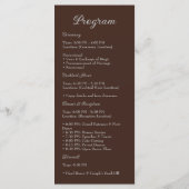 Espresso-Braun & Silber Schrift Hochzeitsprogramm Programm (Rückseite)