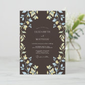 Espresso-Braune Etherische Botanische Hochzeit Einladung (Stehend Vorderseite)