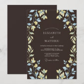Espresso-Braune Etherische Botanische Hochzeit Einladung (Vorne/Hinten)