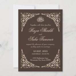 Espresso-Braune islamische Hochzeit Einladung