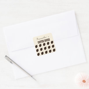 Espresso-Brauner-Kaffeebohnen-Muster-Café-Branding Quadratischer Aufkleber