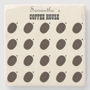 Espresso-Brauner-Kaffeebohnen-Muster-Café-Branding Steinuntersetzer