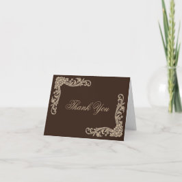 Espresso Brown and Cream Vintage Baroque Wedding Dankeskarte