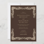 Espresso Brown and Cream Vintage Baroque Wedding Einladung (Vorderseite)