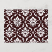 Espresso Brown Damask Wedding Tischnummer Card (Rückseite)