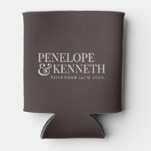 Espresso Brown Ivory Elegant Calligraphy Wedding Dosenkühler (Vorderseite)