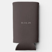 Espresso Brown Ivory Minimal Calligraphy Wedding Selters Dosenkühler (Rückseite)