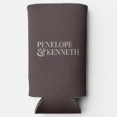 Espresso Brown Ivory Minimal Calligraphy Wedding Selters Dosenkühler (Vorderseite)