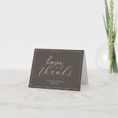 Espresso Brown Script Classic Minimalist Wedding Dankeskarte (Vorderseite)
