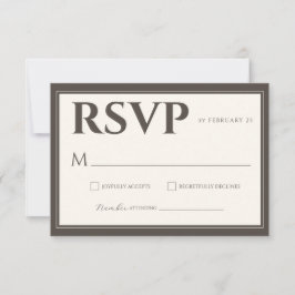 Espresso Brown Script Classic Minimalist Wedding RSVP Karte