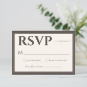 Espresso Brown Script Classic Minimalist Wedding RSVP Karte (Stehend Vorderseite)