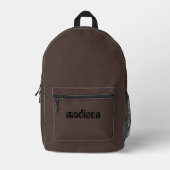 Espresso Brown und Personalisierter Schwarzer Name Bedruckter Rucksack (Vorderseite)