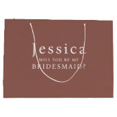 Espresso Brown Will You Be My Bridesmaid Proposal Große Geschenktüte (Rückseite)