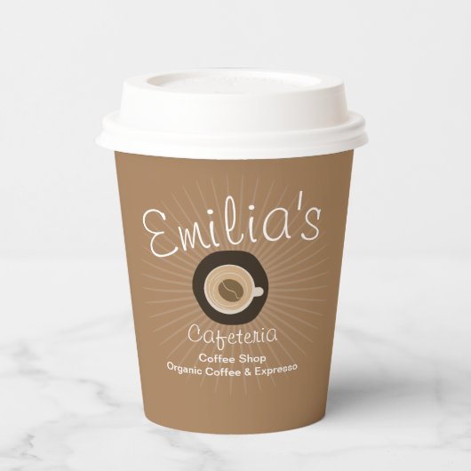 Espresso-Café-Geschäft Logo Pappbecher (Links)