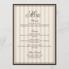 Espresso Cappuccino Striped Wedding Menu  Card Einladung