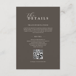 Espresso Classic Minimalist Wedding QR Details Begleitkarte