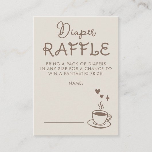 Espresso Coffee Diaper Raffle Baby Shower Ticket Begleitkarte (Vorderseite)