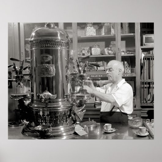 Espresso Coffee Shop, 1942. Vintages Foto Poster (Vorne)