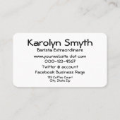 Espresso Coffee Typografy Cup Spoon Word Cloud Visitenkarte (Rückseite)