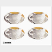 Espresso Cup und Saucer Ovaler Aufkleber (Blatt)