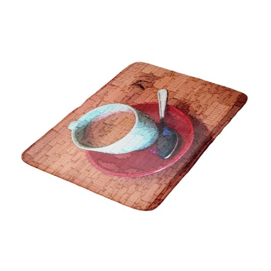 Espresso Cup und Spoon Word Cloud Badematte (Schrägansicht)