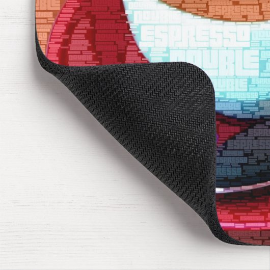 Espresso Cup und Spoon Word Cloud Mousepad (Ecke)
