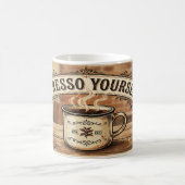 Espresso Dich Selbst - Lustiger Vintage-Kaffeewitz Kaffeetasse (Mittel)