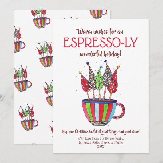 Espresso Disco Weihnachtsbaum Feiertagskarte (Vorne/Hinten)
