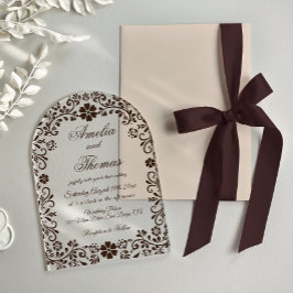 Espresso Elegant Floral Wedding  Acryleinladungen