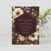 Espresso Elfenbein Barock Hochzeit Einladung (Stehend Vorderseite)