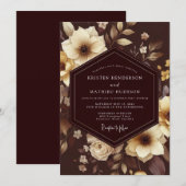 Espresso Elfenbein Barock Hochzeit Einladung (Vorne/Hinten)