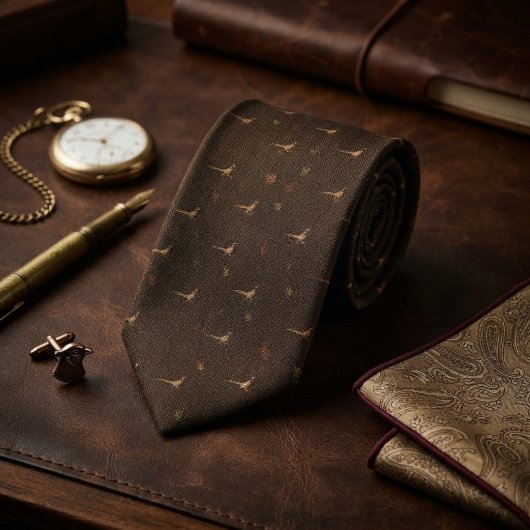 Espresso Herringbone Fasanenmuster Krawatte