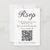 Espresso-Hochzeitswebsite-RSVP mit QR-Code RSVP Karte (Vorderseite)