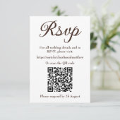 Espresso-Hochzeitswebsite-RSVP mit QR-Code RSVP Karte (Stehend Vorderseite)