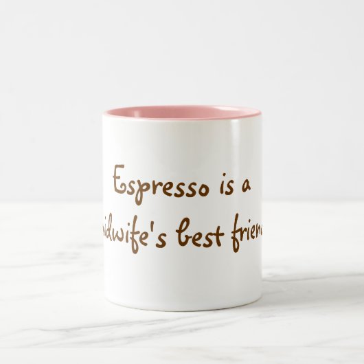 Espresso ist der beste Freund einer Hebamme! Zweifarbige Tasse (Mittel)