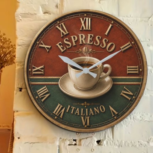 Espresso Italiano Coffee Große Wanduhr