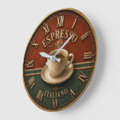 Espresso Italiano Coffee Große Wanduhr (Winkel)